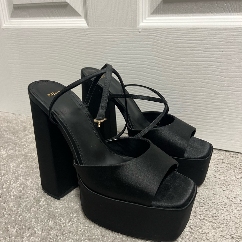 Mango Black Platform Heels